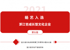 壹号娱乐入选 “浙江省成长型文化企业”